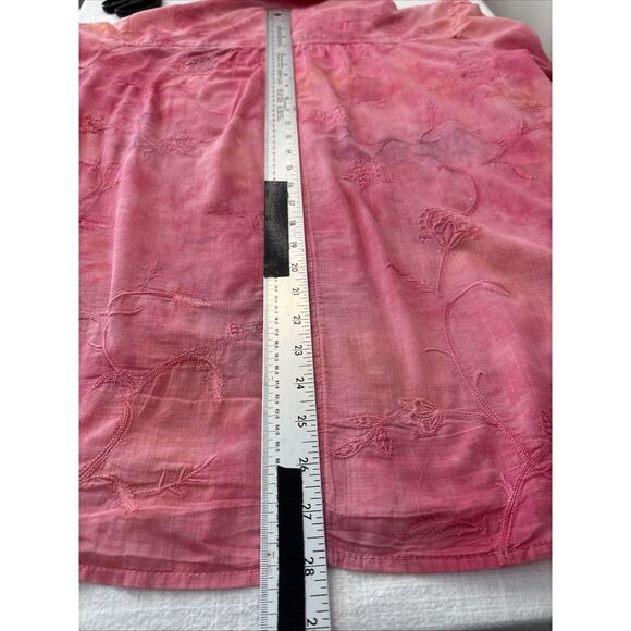 Anthropologie Pilcro Embroidered Tonal Pink Tie Dye Button Up S Boho Cottagecore - Picture 13 of 16